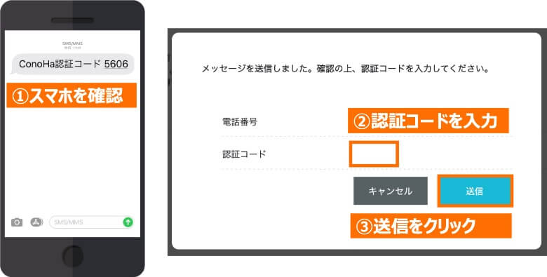 ConoHa認証コードを入力