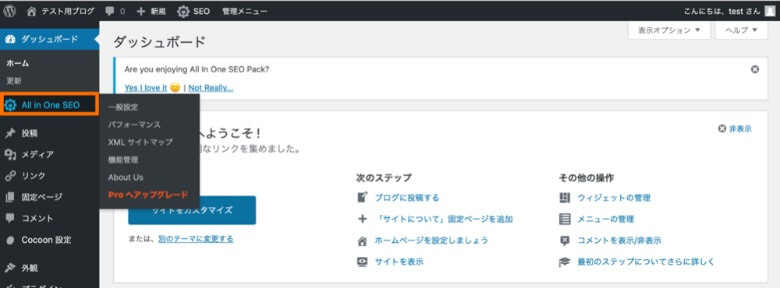 WordPress管理画面 All in One SEO