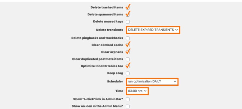 Optimize Database after Deleting Revisionsの設定方法