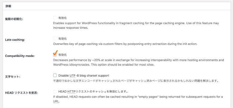 W3 Total Cache ページキャッシュ設定 詳細