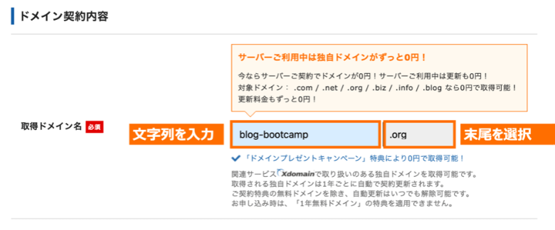 エックスサーバー 取得ドメインの決定